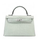 Mini Kelly II Gris Neve Matte Alligator