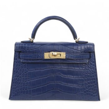Mini Kelly II Bleu Saphir Matte Alligator