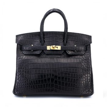 Birkin 25 Noir Matte Porosus Crocodile