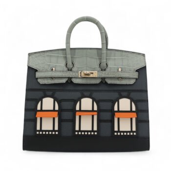 Birkin Faubourg 20 Gris Ciment Noir Orange Gris misty Epsom Swift Matte Alligator