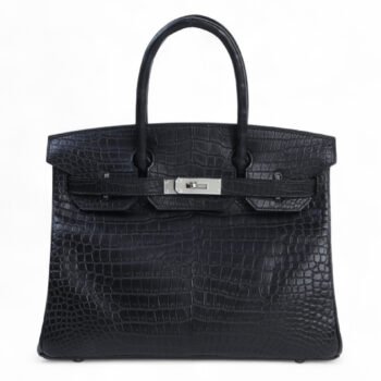 Birkin 30 Noir Porosus Crocodile